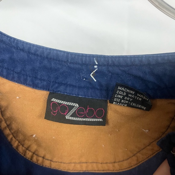 Vintage Women’s Boho Henley Printed Blue Pop Over Long Sleeve- Size Small - Picture 3 of 6